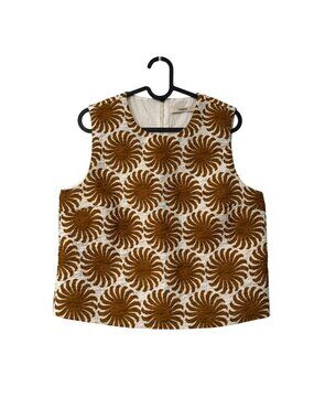 Odeeh Asters Quilted Neutral Rock Print Sleeveless Top Womens Size 38